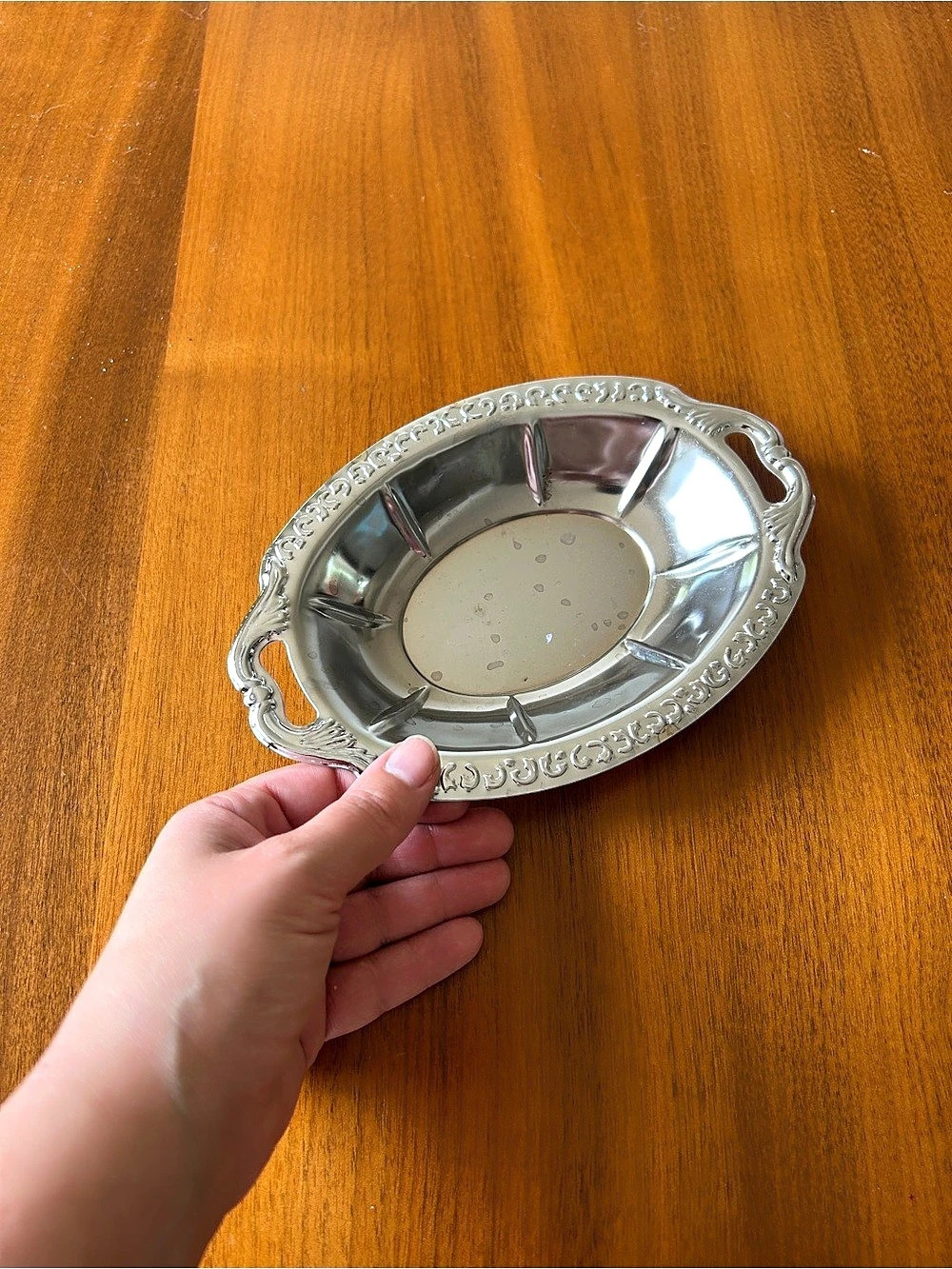 Silver Decorative Oval Serving Tray